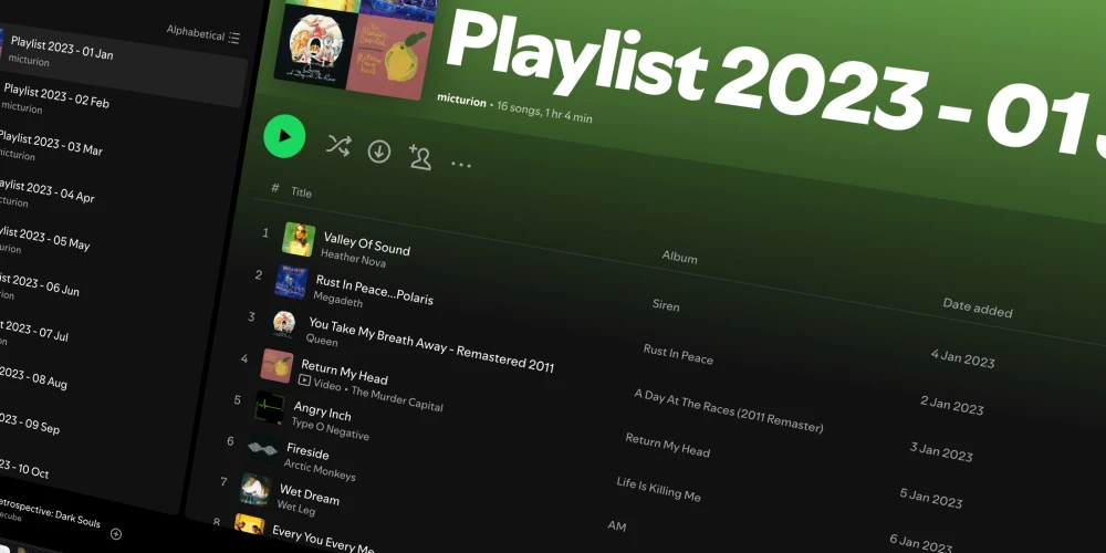 Monthly playlists